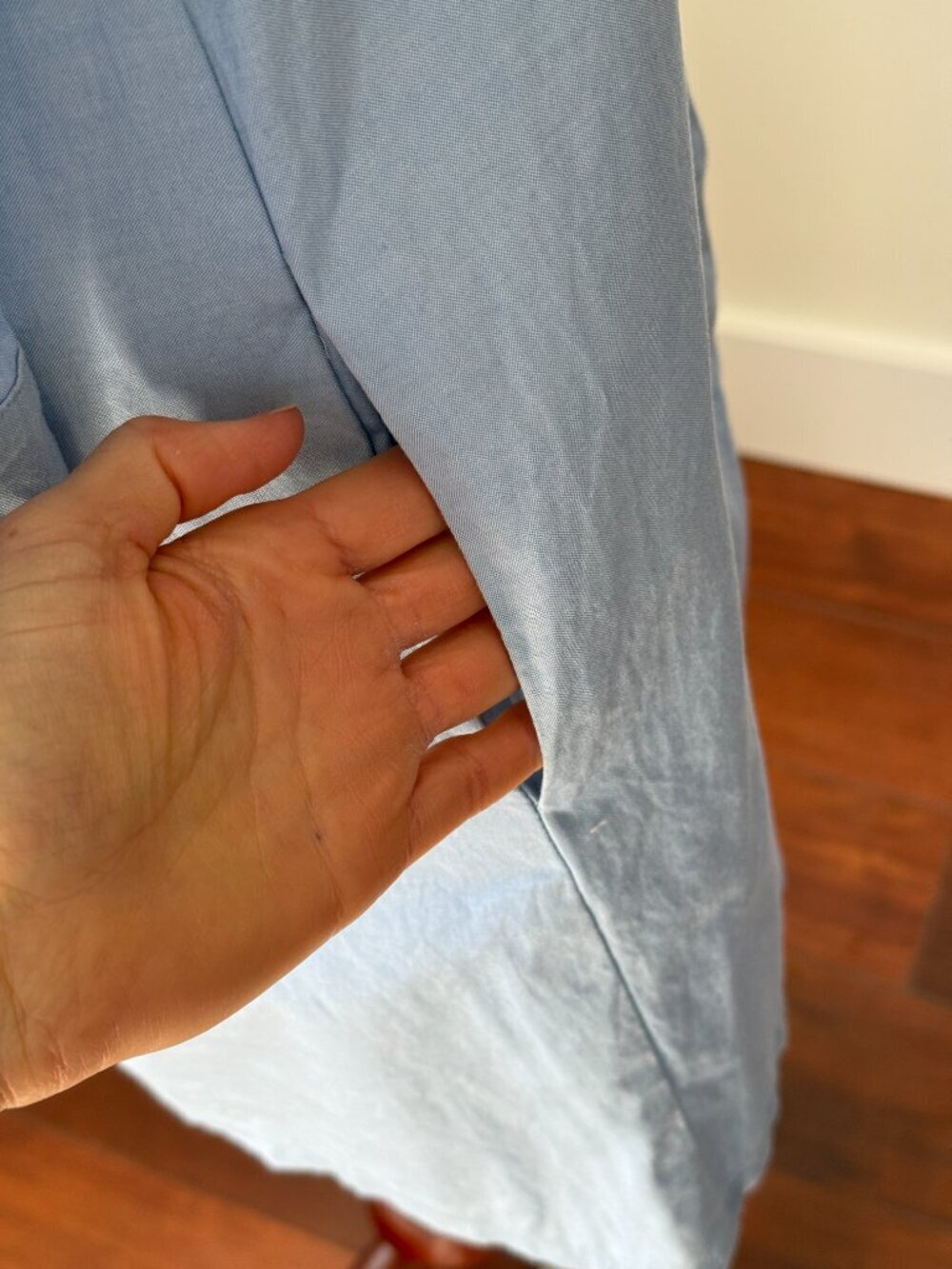 Cuyana Cotton Poplin Shirt Dress XS Blue Button Front Pocket Stretch Summer Nant - Picture 5 of 10